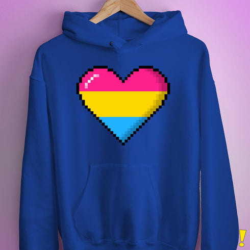 Pansexual Pride 8-Bit Pixel Heart Hoodie - Royal Blue